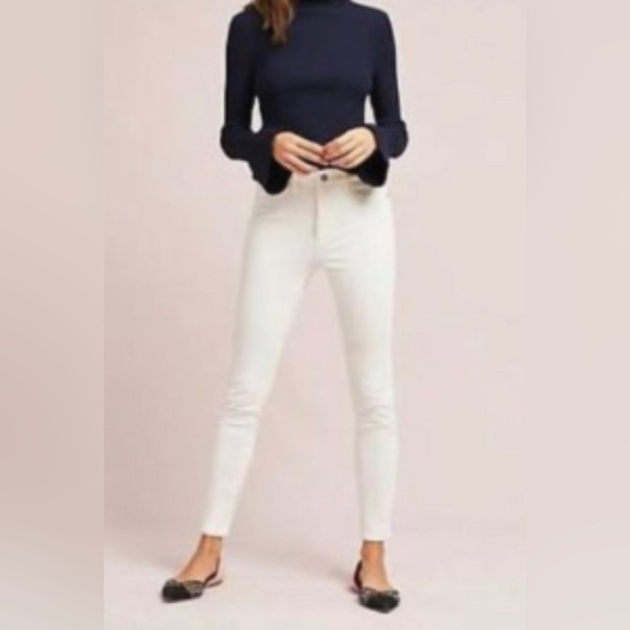 Anthro PILCRO and the Letterpress Cream High-Rise Skinny Ankle Cords  Size 28 - Picture 1 of 13